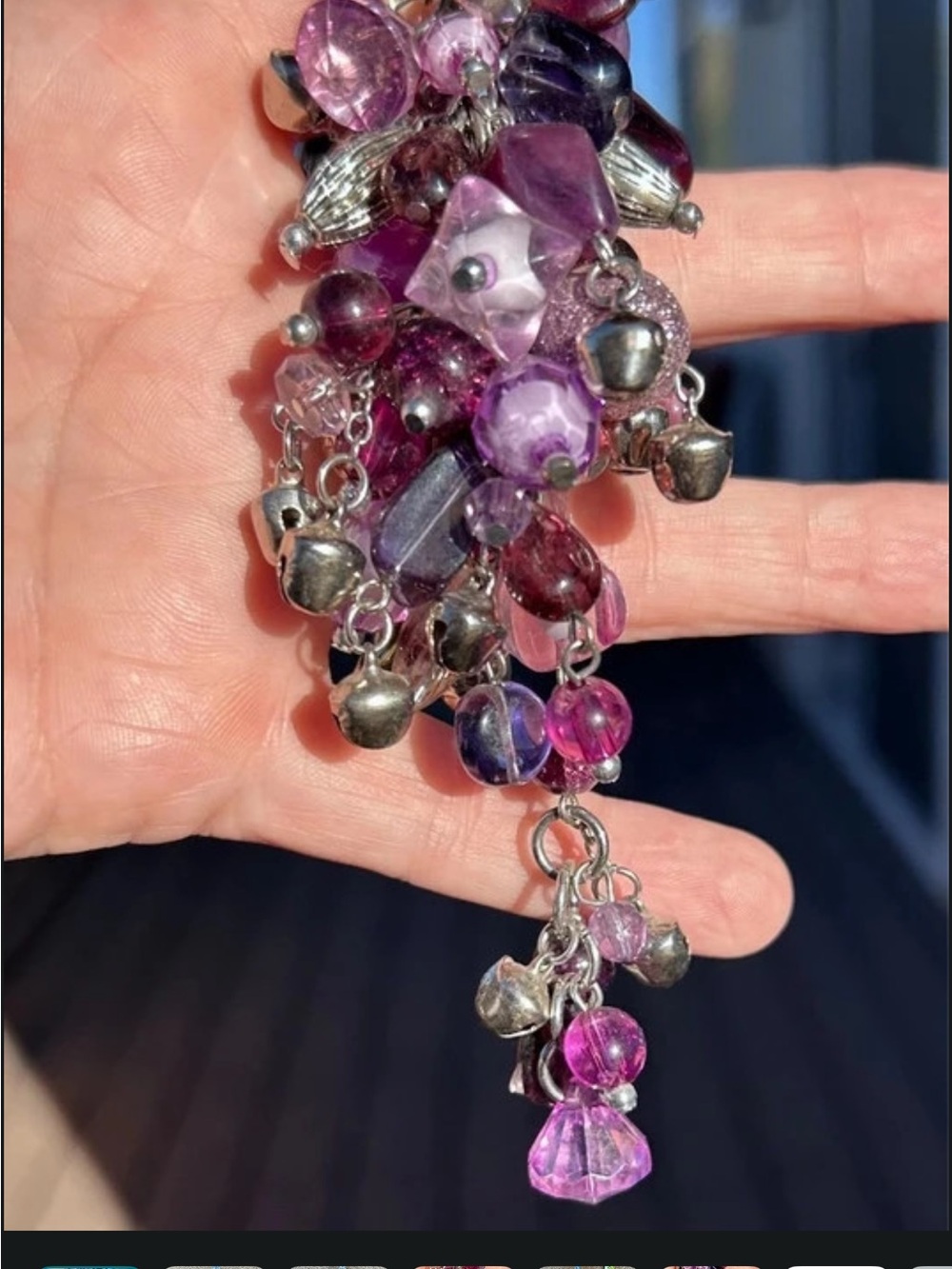 Super Cute Chunky Purple Beaded Cluster Keychain or Bag Charm